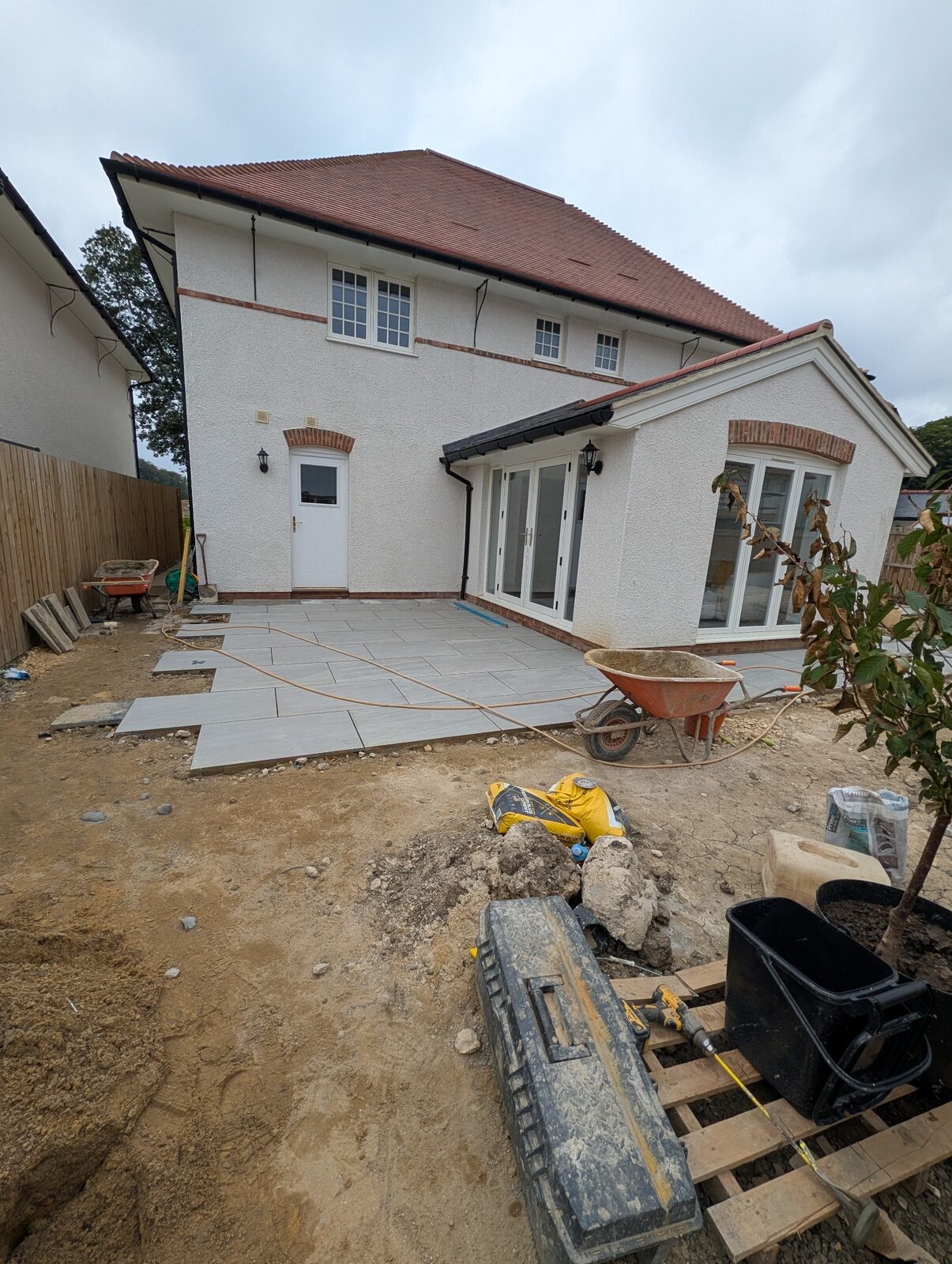 Main patio installation in progress
