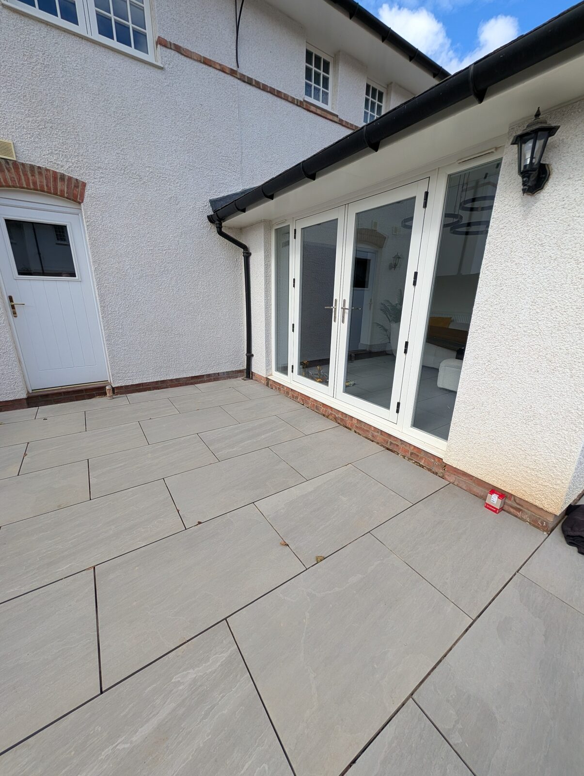 Latest completed paving beside the garden room doors